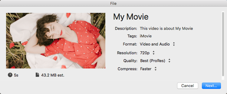 edit imovie file panel and save