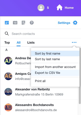 export Yahoo contacts to CSV