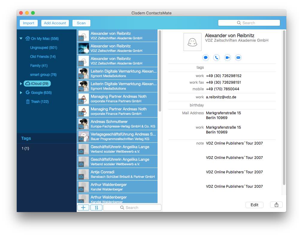 drag and drop Exchange contacts to iCloud