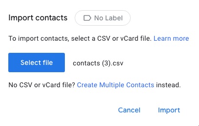 select CSV file to import