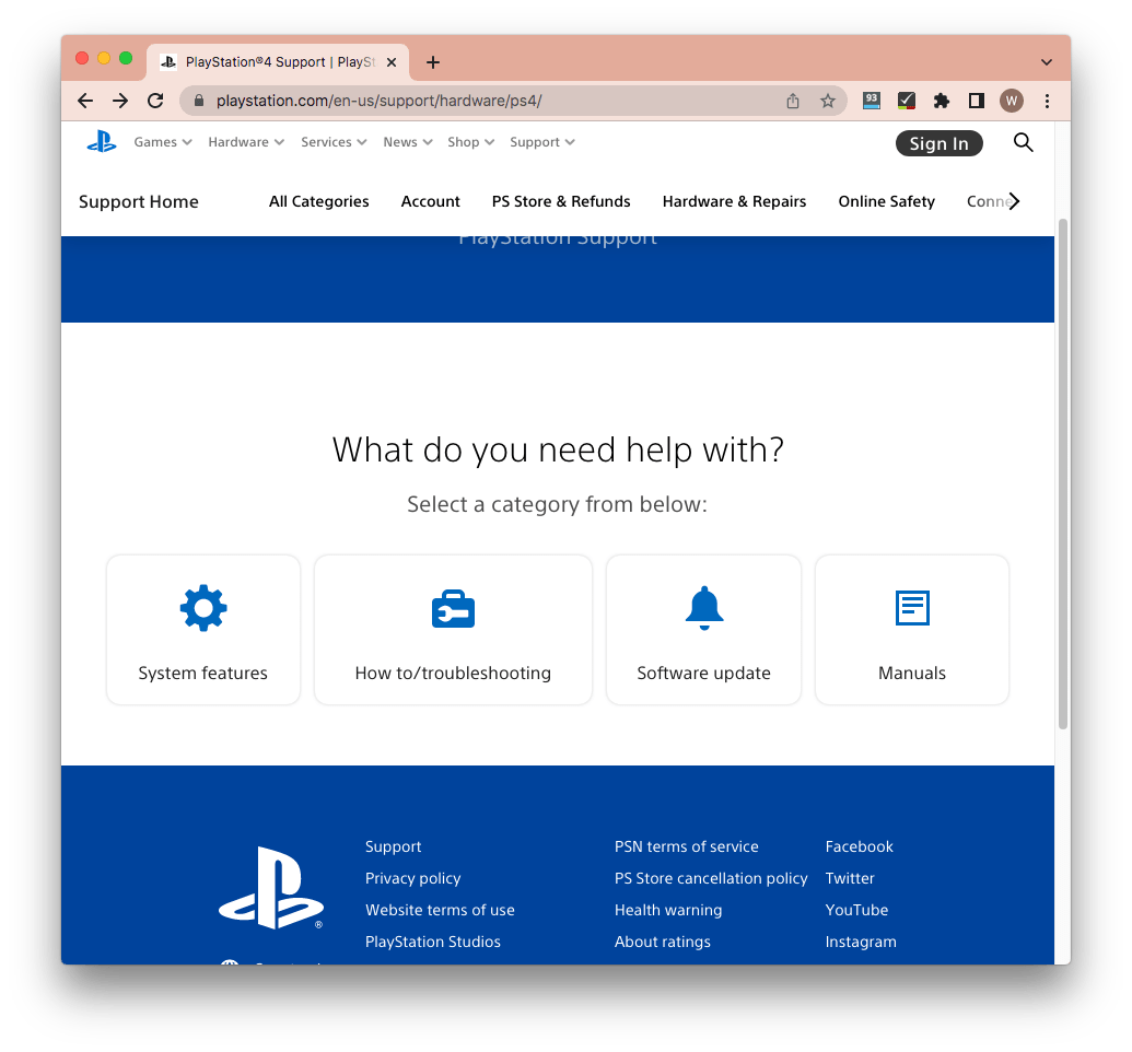 ps4 support