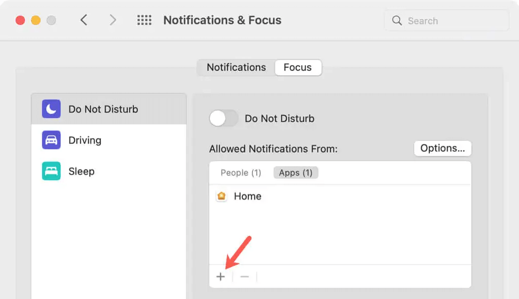 the Allowed Notifications From section