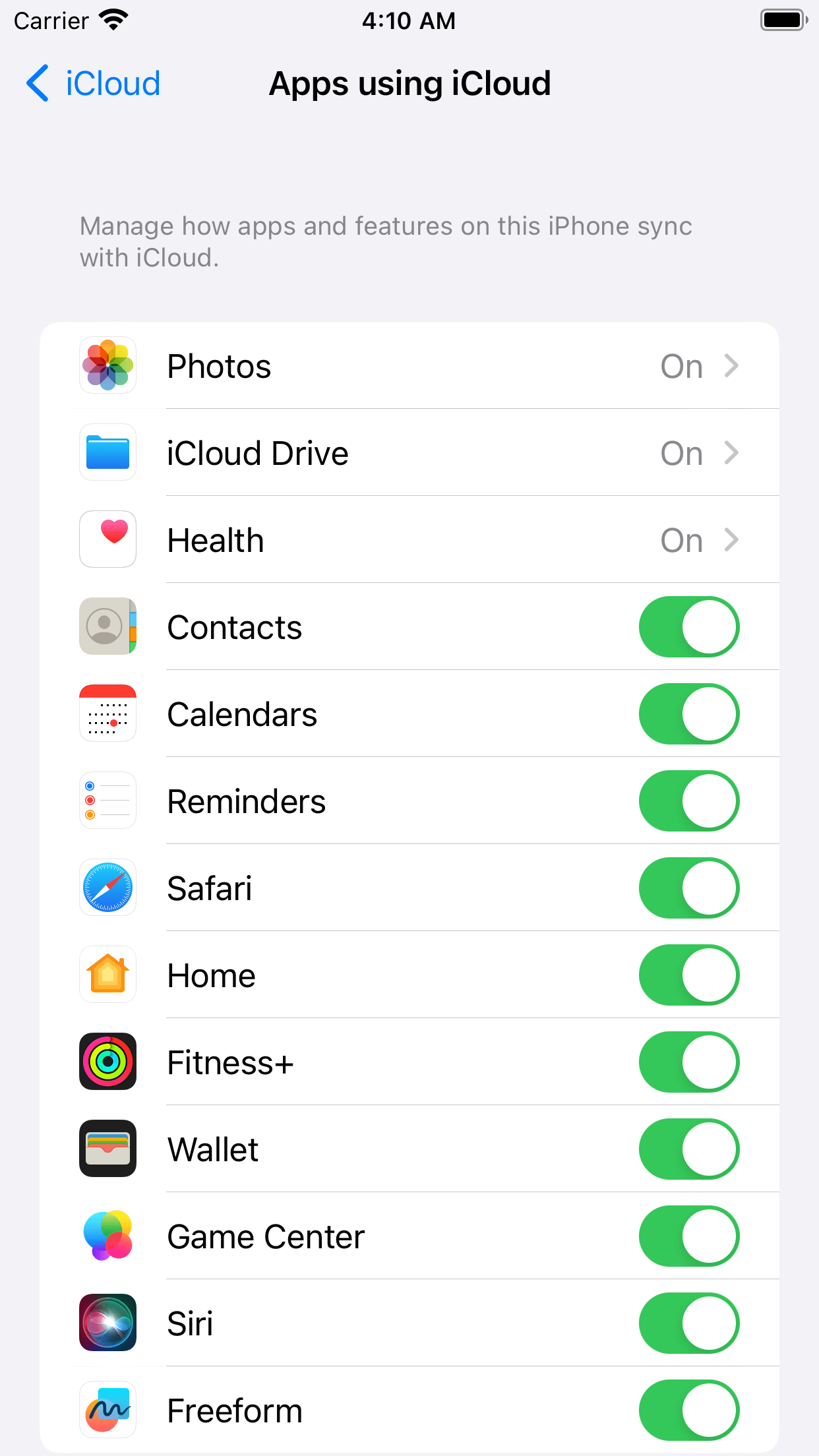 Contacts is turned on