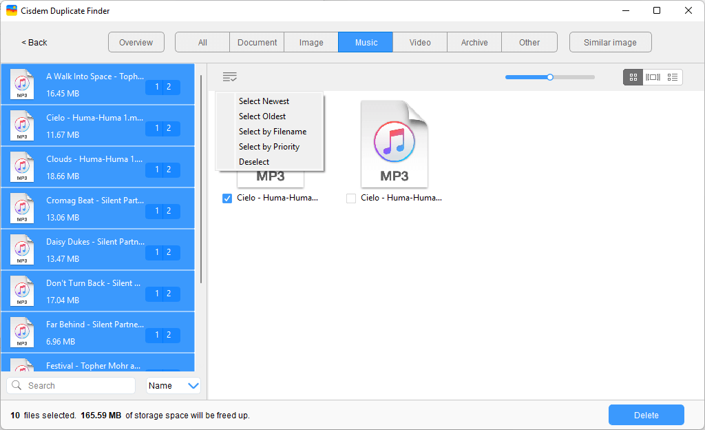 duplicates in iTunes are selected for removal