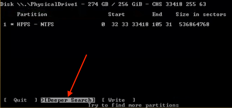recover partition with testdisk 08