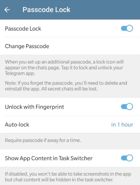 Android Telegram app lock