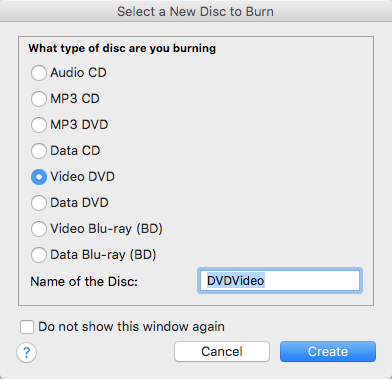 choose "video dvd" option
