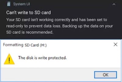 cant write to sd card