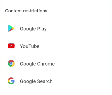 the Content restrictions section showing Google Chrome among other apps