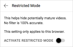 Activate Restricted Mode is enabled