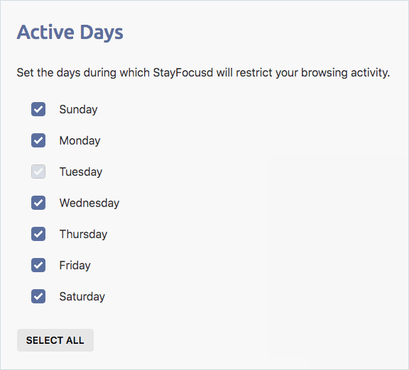 the Active Days tab