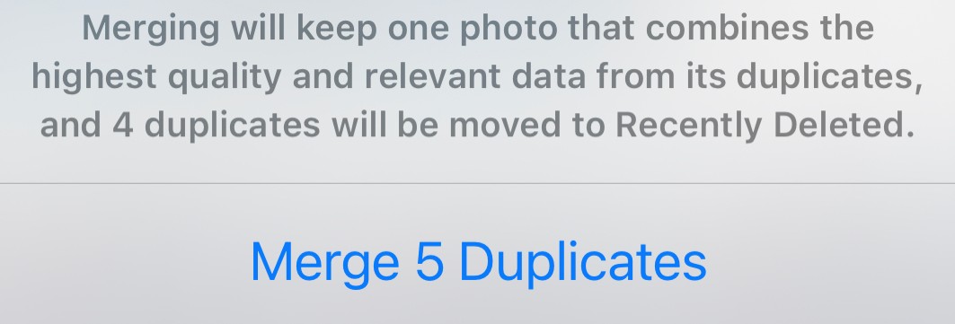 merge duplicates on iPhone Photos app 