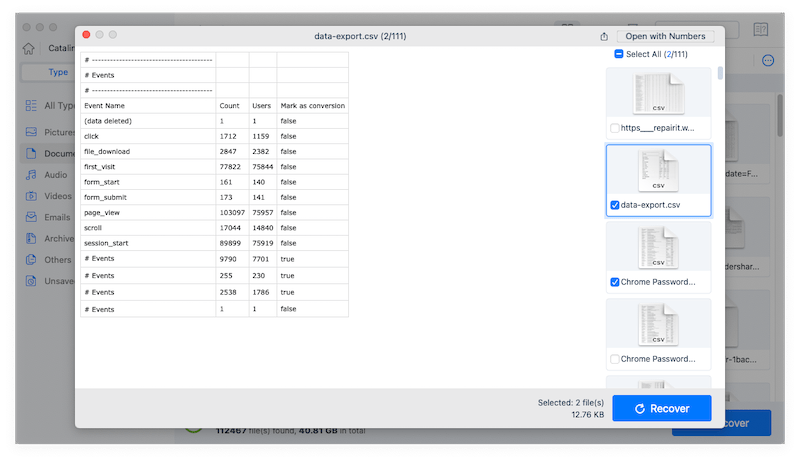 recover csv files cisdem 03
