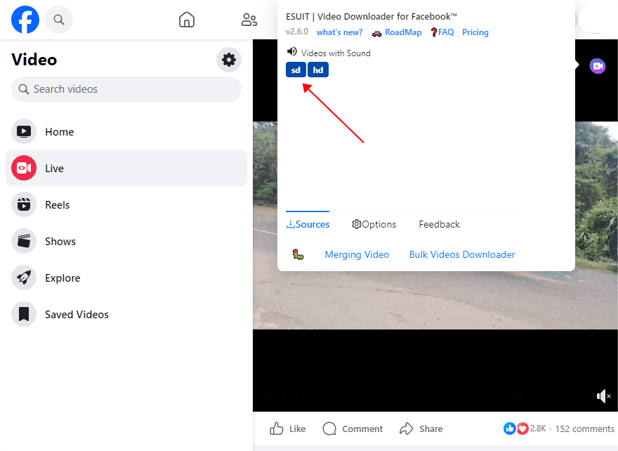 Download Facebook live video by chrome extension