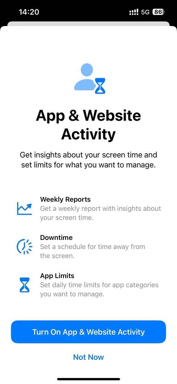 turn on App & Websites Activity 