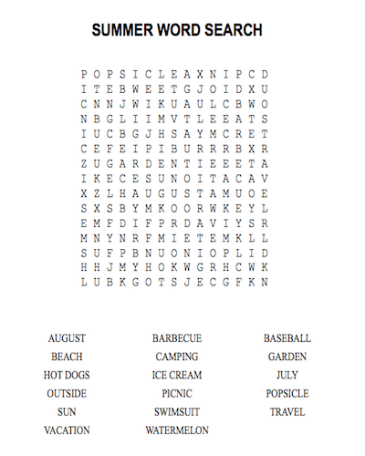 summer word search 18