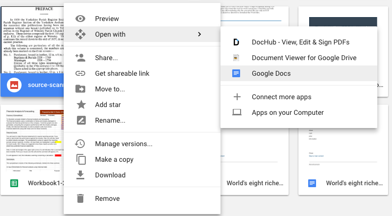 open with google doc to do google ocr