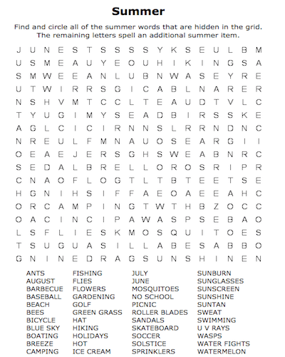 summer word search 33