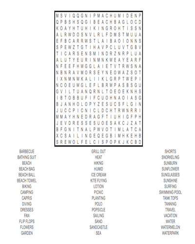 summer word search 35