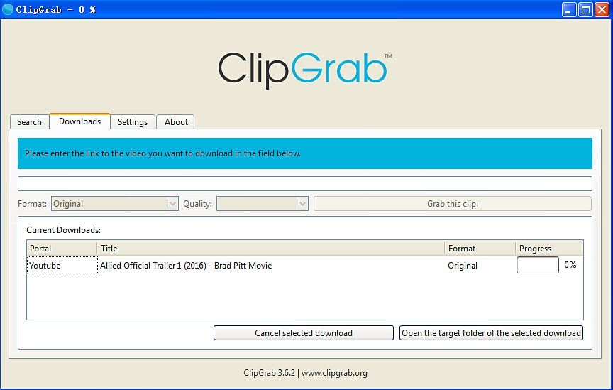 miglior downloader video gratuito - ClipGrab