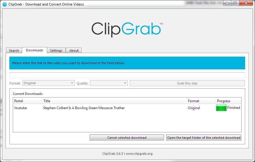 clipgrab main interface of windows version