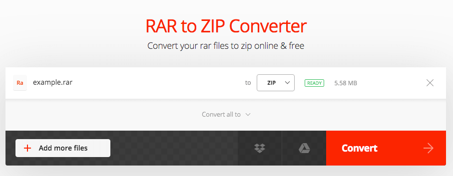 convert RAR to Zip on Mac online
