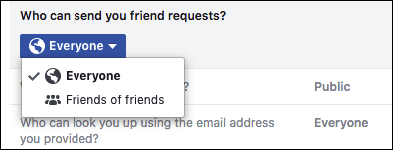 control who can send friend request