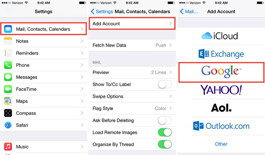 Solve Google Contacts Won't Sync with iPhone Step 1-2