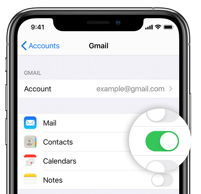 sync iphone contacts to gmail to export as csv