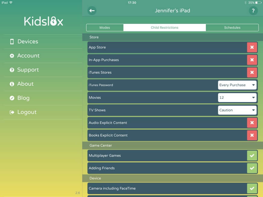 Kidslox parental control app for iPad and iPhone
