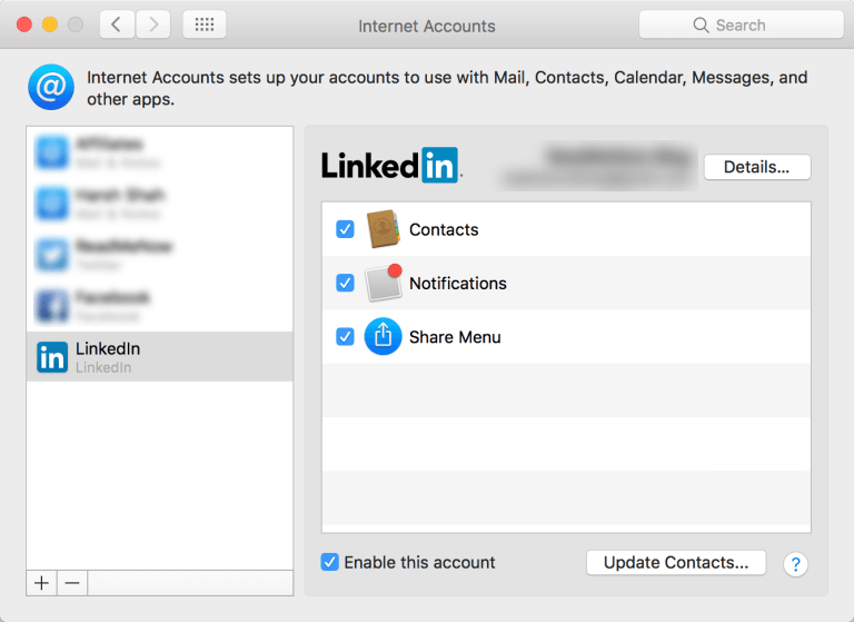 select linkedin contacts