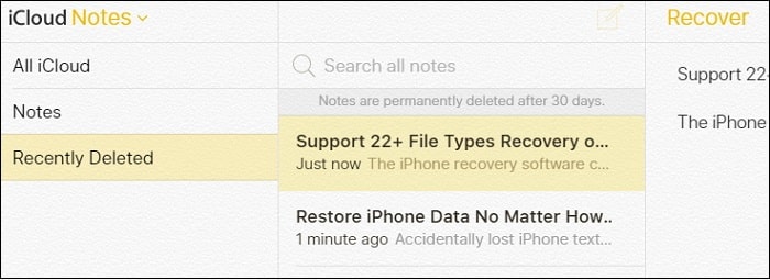 recover notes in icloud 04