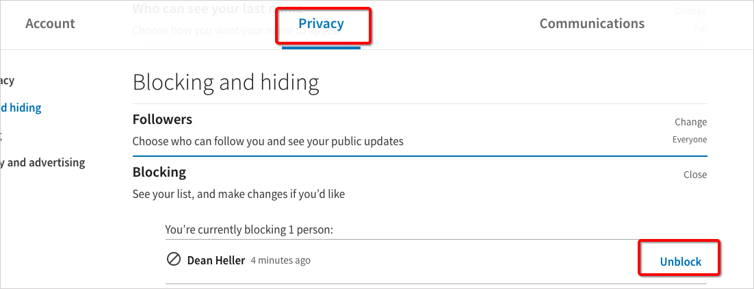 How to Unblock Someone on LinkedIn Step 2