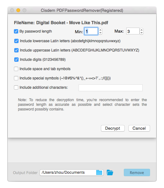 tweak the setting to remove pdf password