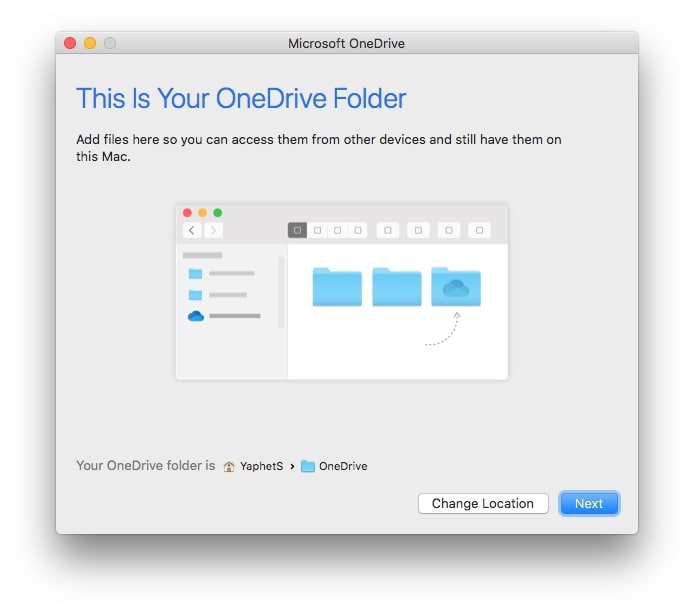 the “This Is Your OneDrive Folder” screen