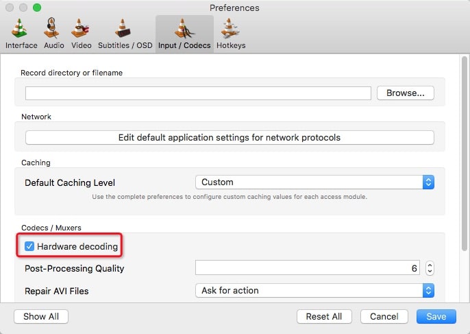 fix vlc not working - disable hardware decoding 02