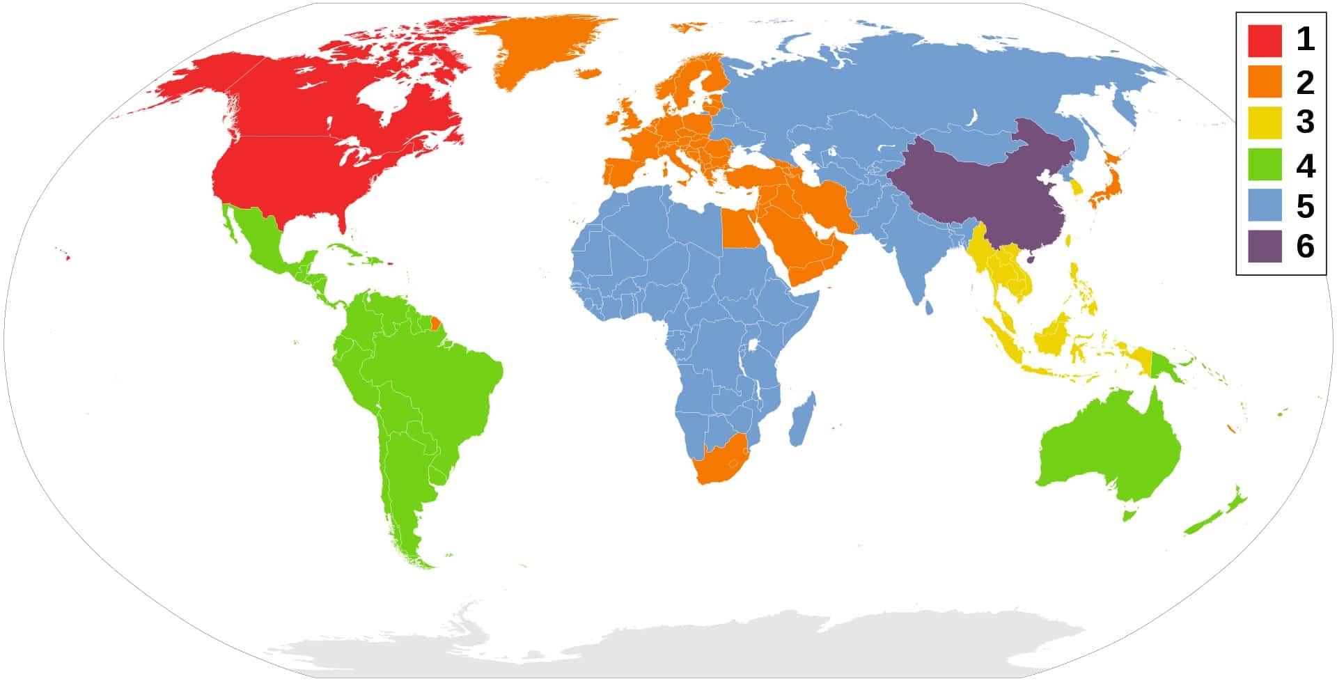 dvd region world map