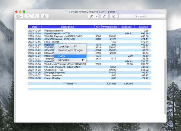 pdf to excel mac preview