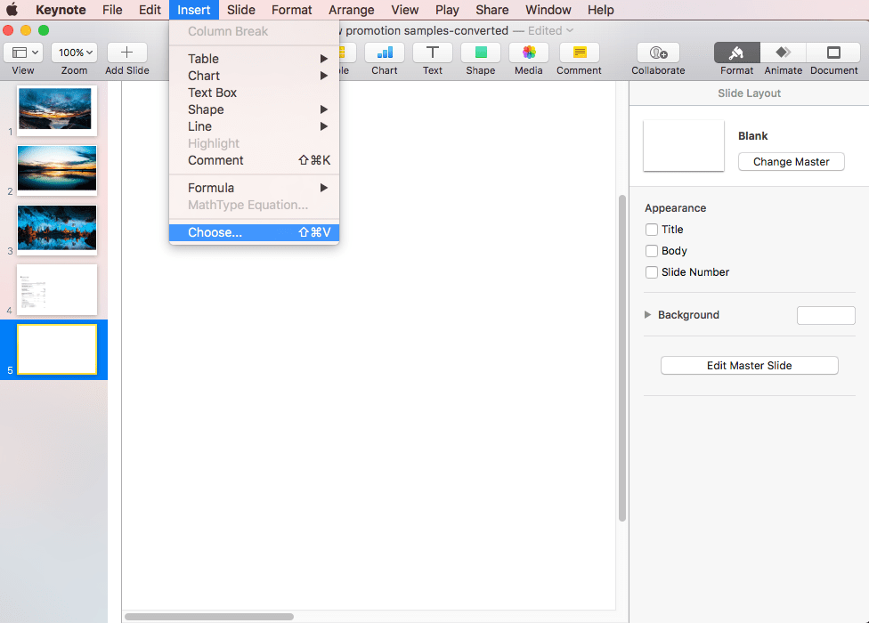 insert pdf into keynote