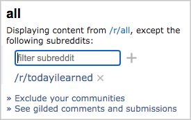 filter subreddit box
