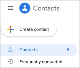 under Create contact