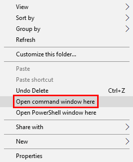 open command window here