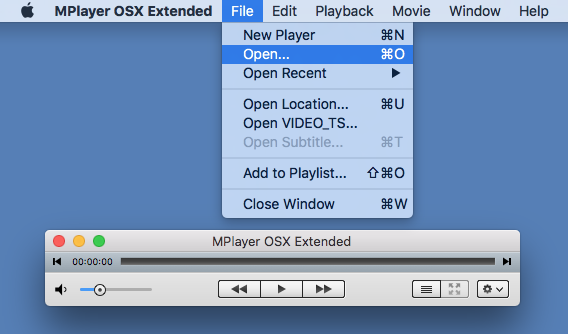 the interface of MPlayer OSX Extended