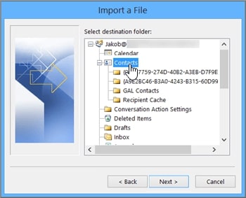 cannot import csv into outlook 2016