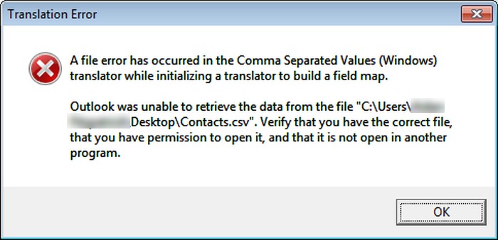 Translation Error message