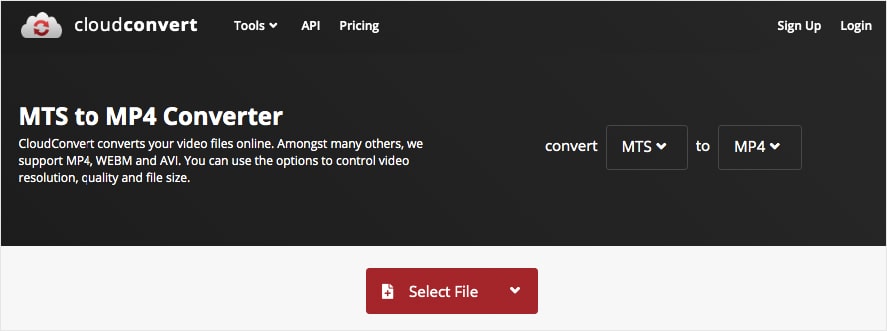 add mts file mac cloudconvert.com