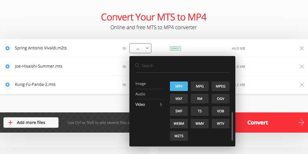 convert AVCHD to MP4 on Mac with Convertio step 2