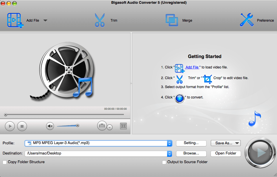 bigasoft audio converter step 1