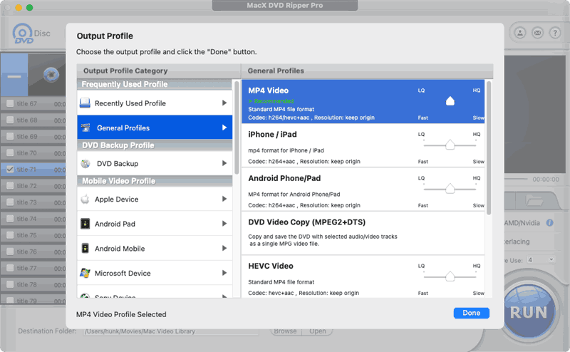 macx output formats