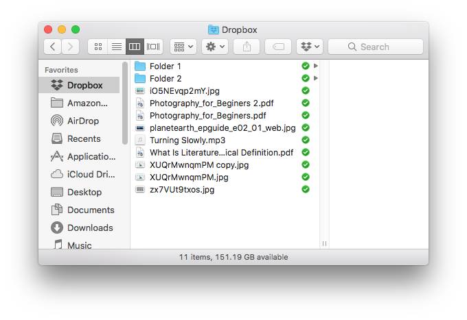 local Dropbox folder in Mac's Finder